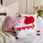 Decorative Throw Pillow Tufted Chenille Tassels Removable Cover