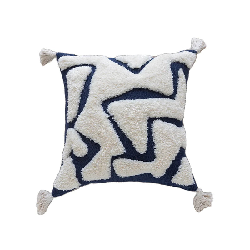 Decorative Throw Pillow Tufted Sherpa Tassel Corners Insert Included