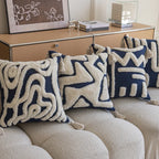 Decorative Throw Pillow Tufted Sherpa Tassel Corners Insert Included