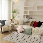 Decorative Throw Pillow Velvet-Look Pom-Pom Border Removable Cover