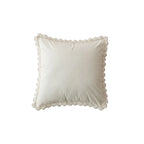 Decorative Throw Pillow Velvet-Look Pom-Pom Border Removable Cover