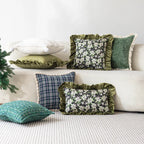 Decorative Throw Pillow Velvet Ruffled Flange Plush Insert
