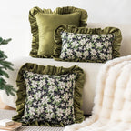 Decorative Throw Pillow Velvet Ruffled Flange Plush Insert