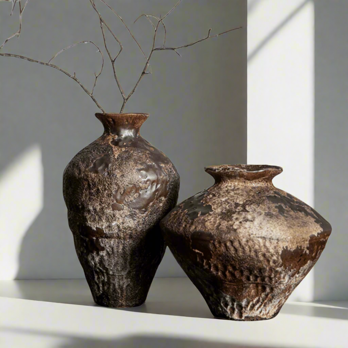 Decorative Vase Handcrafted Ceramic Textured Glaze