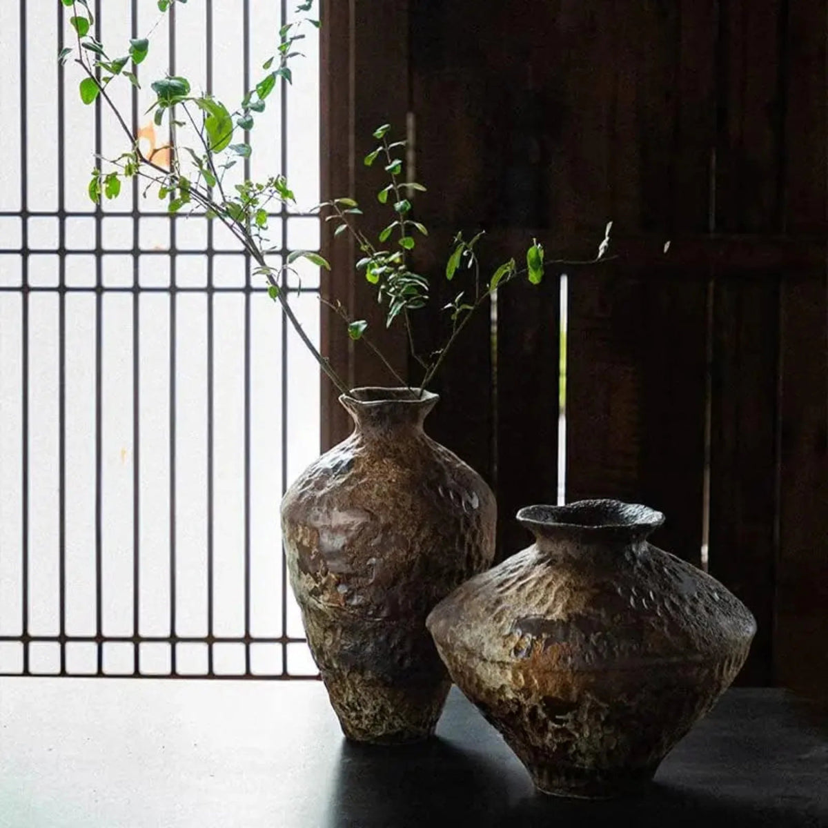 Decorative Vase Handcrafted Ceramic Textured Glaze