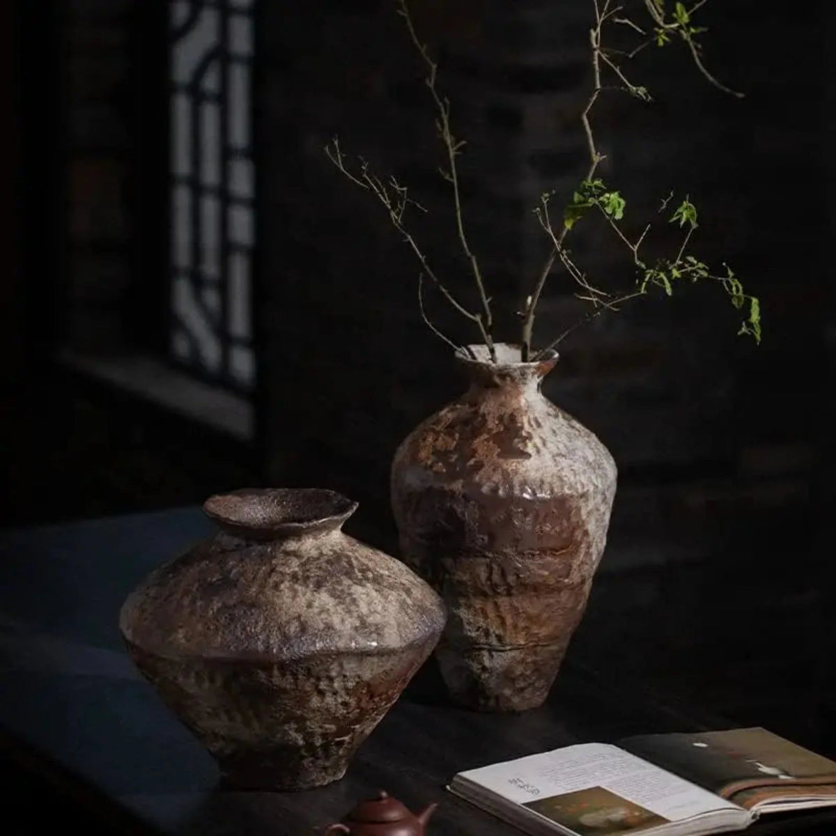 Decorative Vase Handcrafted Ceramic Textured Glaze