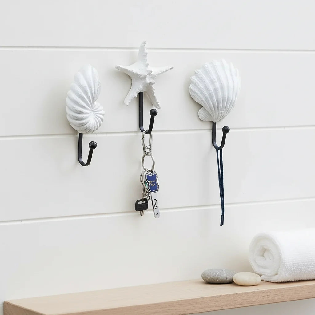 Decorative Wall Hooks Shell & Starfish Set of 3