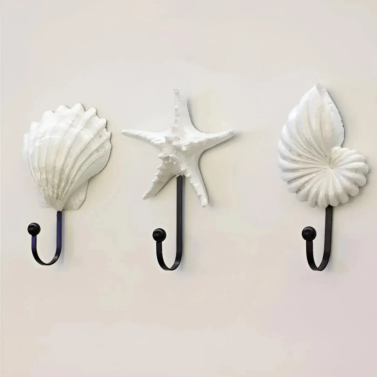 Decorative Wall Hooks Shell & Starfish Set of 3