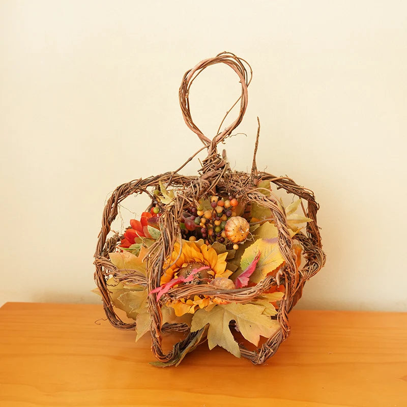 Decorative Wreath Autumn Floral & Artificial Pumpkins