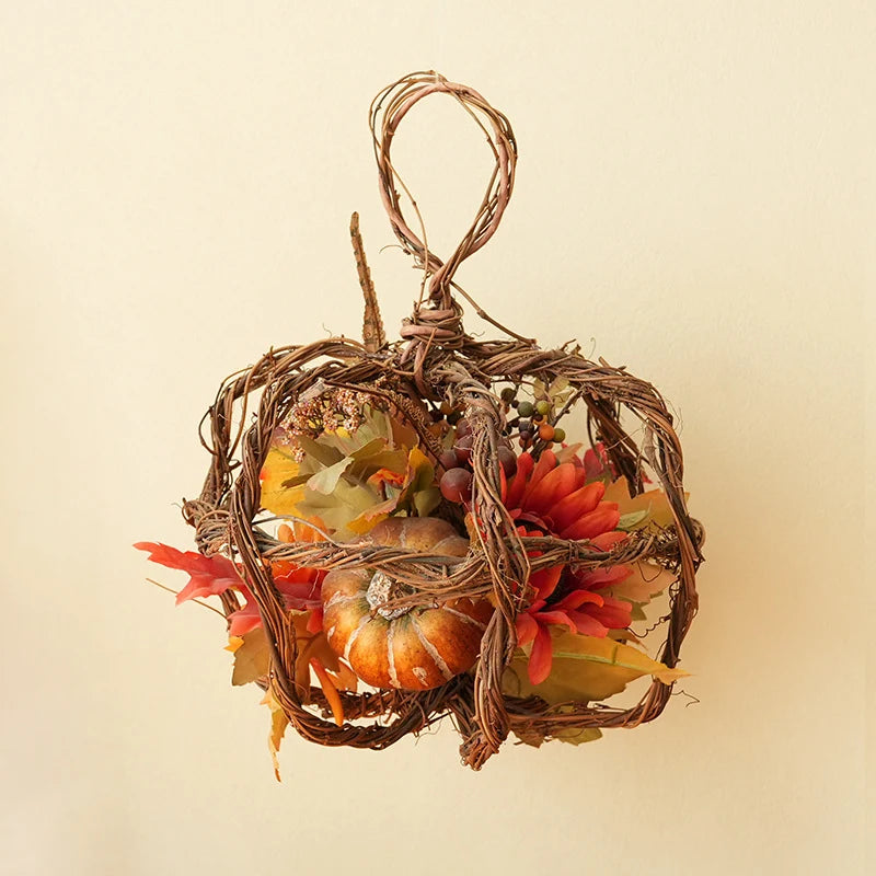 Decorative Wreath Autumn Floral & Artificial Pumpkins
