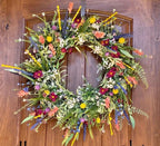 Decorative Wreath Silk Wildflowers & Eucalyptus 16-Inch Grapevine Base