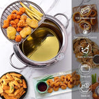 Deep Frying Pan Stainless Steel Built-In Thermometer