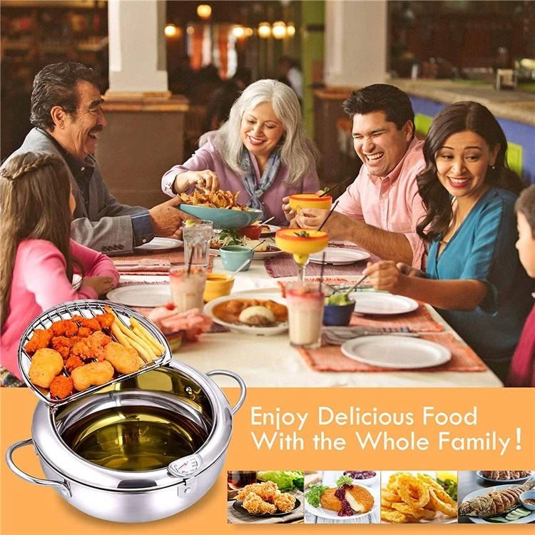 Deep Frying Pot Built-In Thermometer & Splash Guard