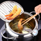 Deep Frying Pot Stainless Steel Built-In Thermometer