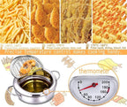 Deep Frying Pot Stainless Steel Built-In Thermometer