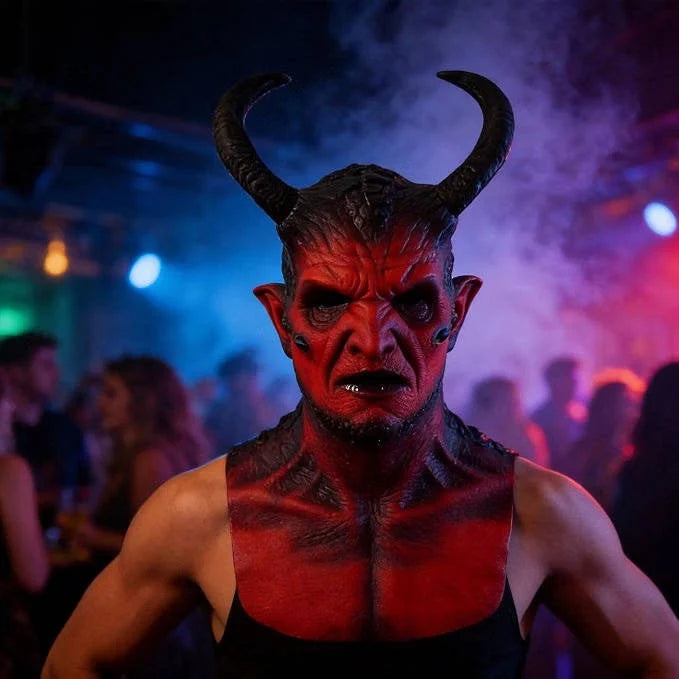 Demon Mask Hand-Painted Latex Adjustable Strap