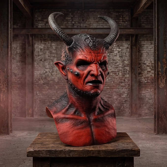Demon Mask Hand-Painted Latex Adjustable Strap