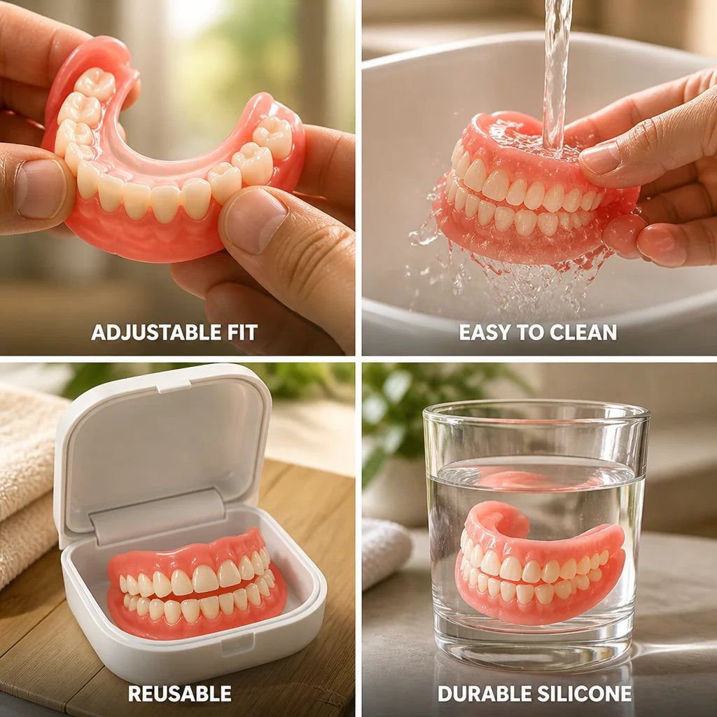 Denture Set Adjustable Silicone Reusable Comfort Fit