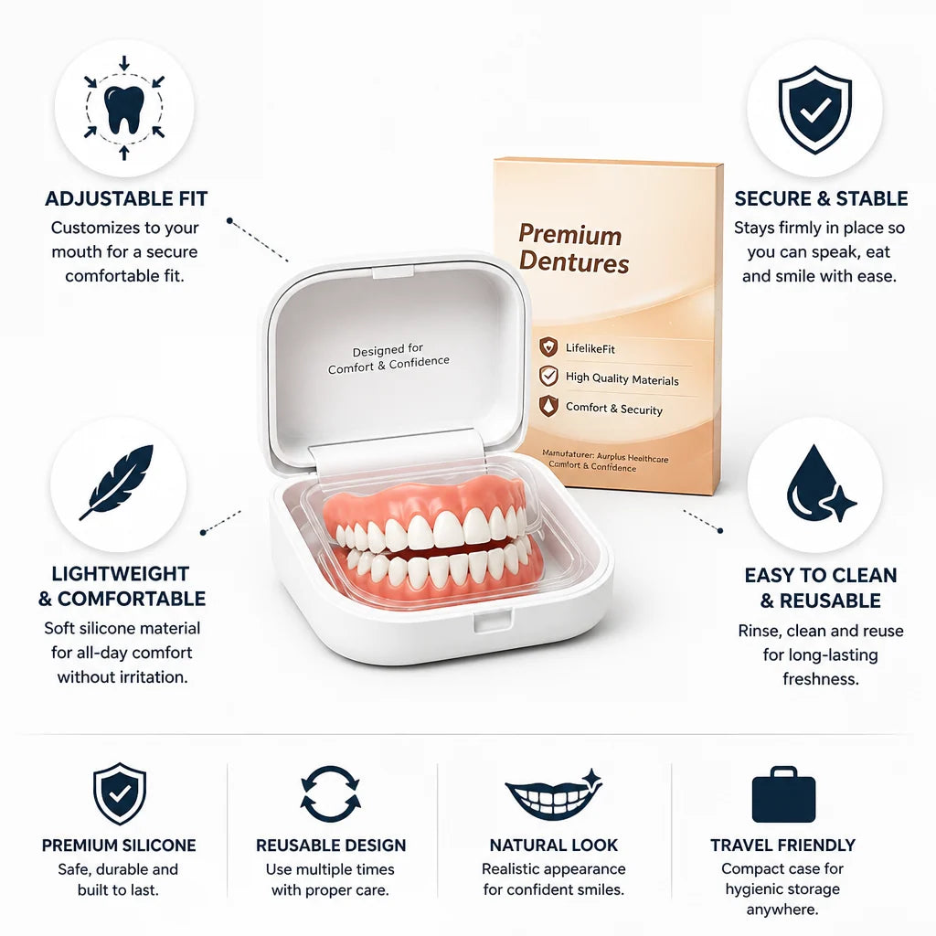 Denture Set Adjustable Silicone Reusable Comfort Fit