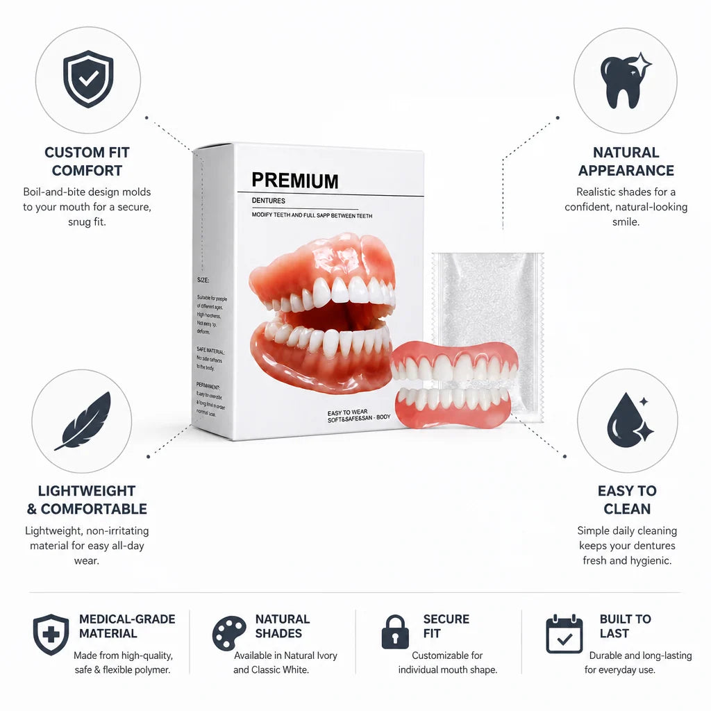 Denture Set Boil-and-Bite Flexible Polymer Upper & Lower