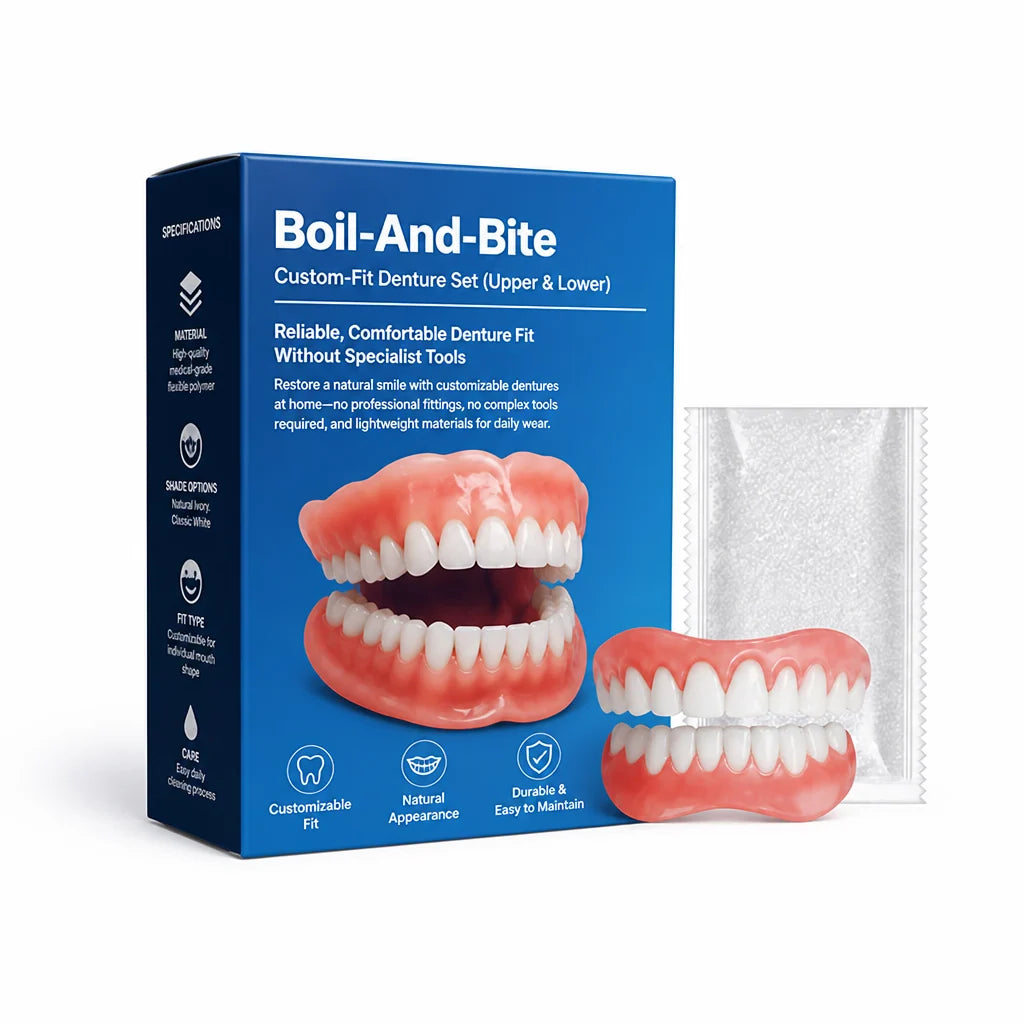 Denture Set Boil-and-Bite Flexible Polymer Upper & Lower