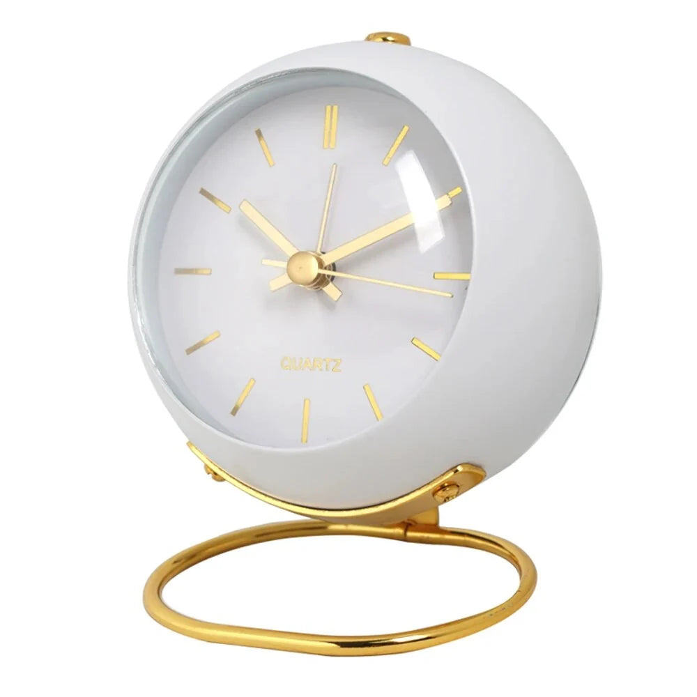 Desk Clock Compact Metal Case Quartz Movement