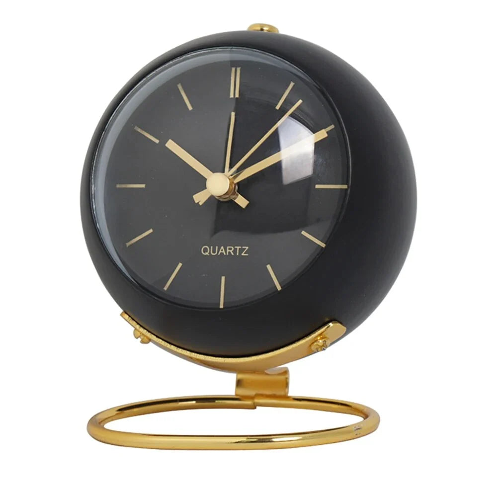 Desk Clock Compact Metal Case Quartz Movement