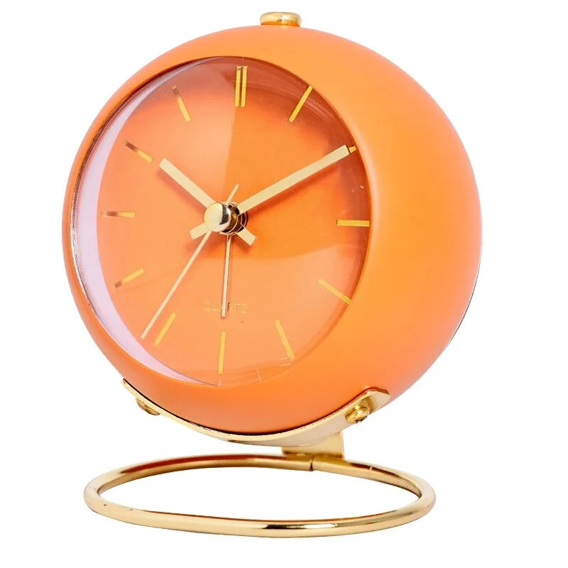 Desk Clock Compact Metal Case Quartz Movement