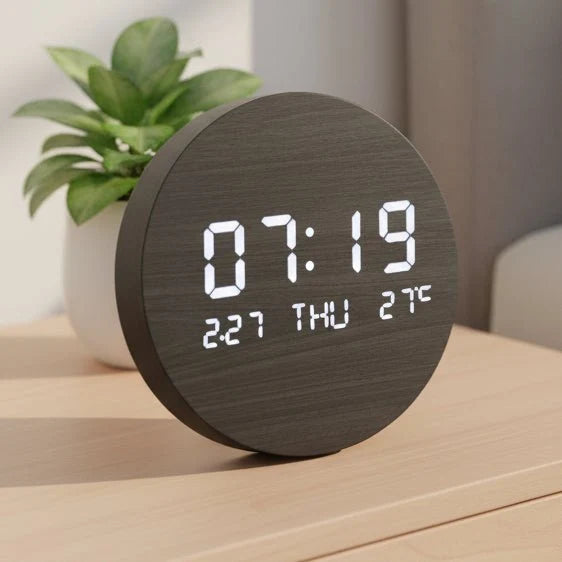 Desk Clock Digital LED Display Compact 7.7-Inch