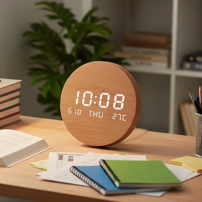 Desk Clock Digital LED Display Compact 7.7-Inch
