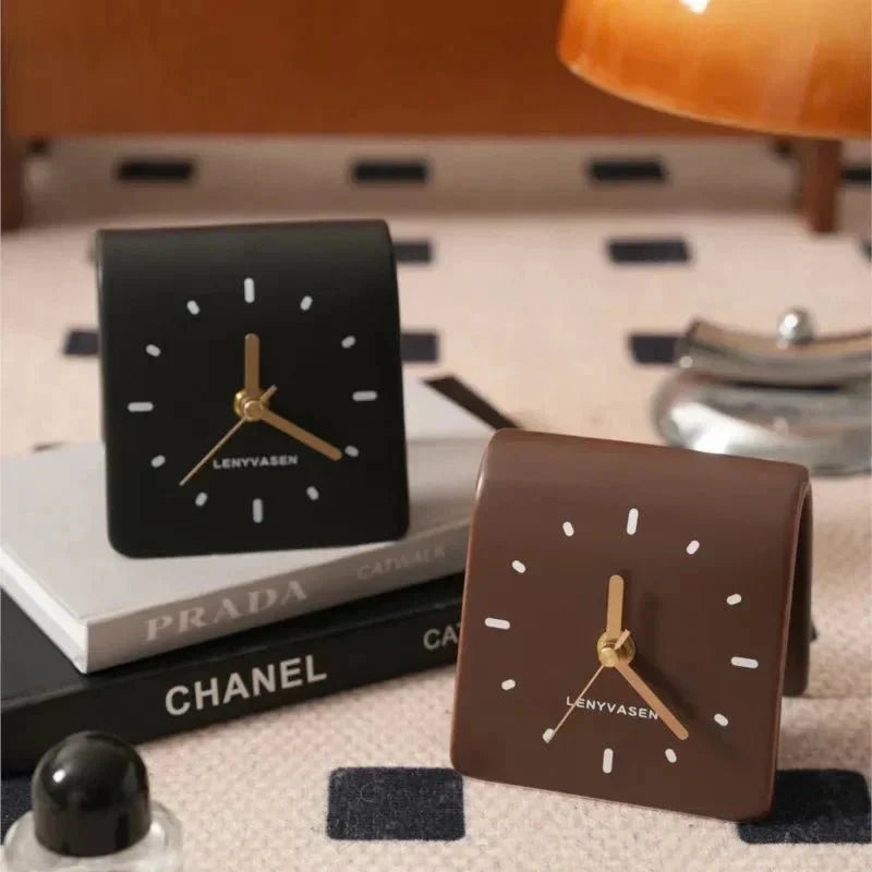 Desk Clock Mini Ceramic Silent Quartz