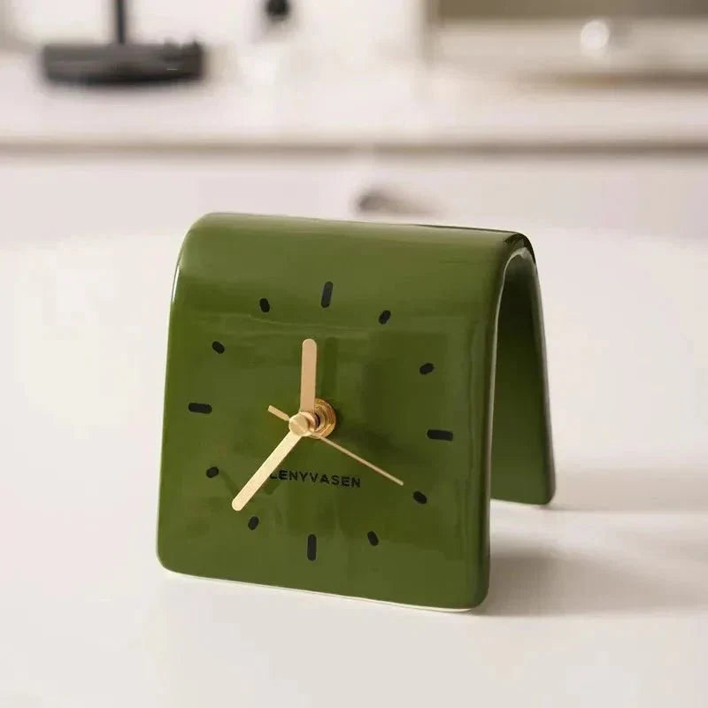 Desk Clock Mini Ceramic Silent Quartz