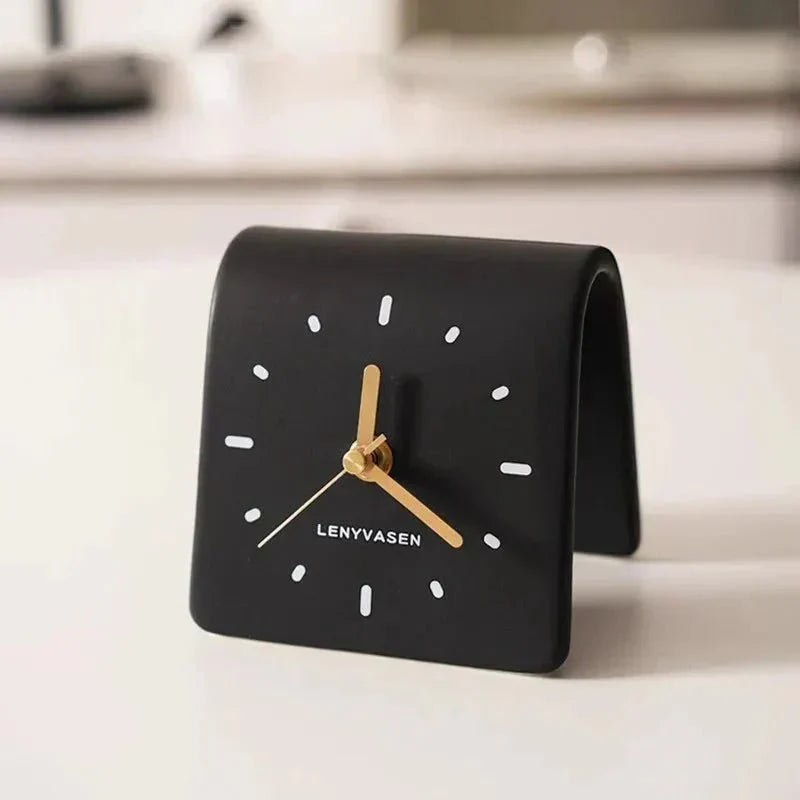 Desk Clock Mini Ceramic Silent Quartz