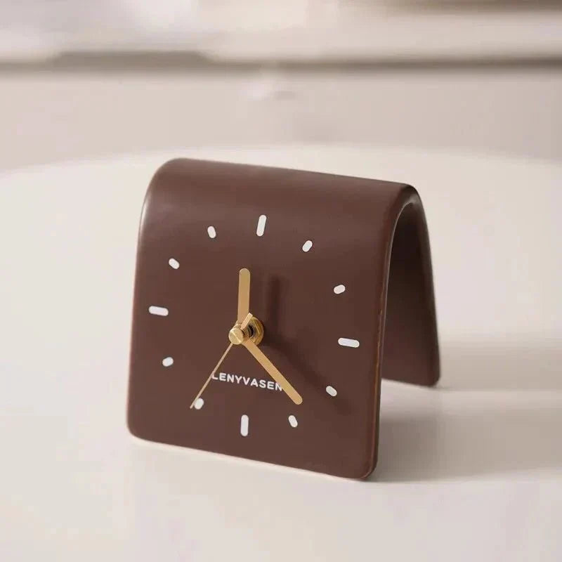 Desk Clock Mini Ceramic Silent Quartz