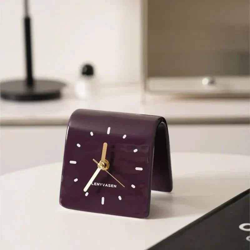 Desk Clock Mini Ceramic Silent Quartz