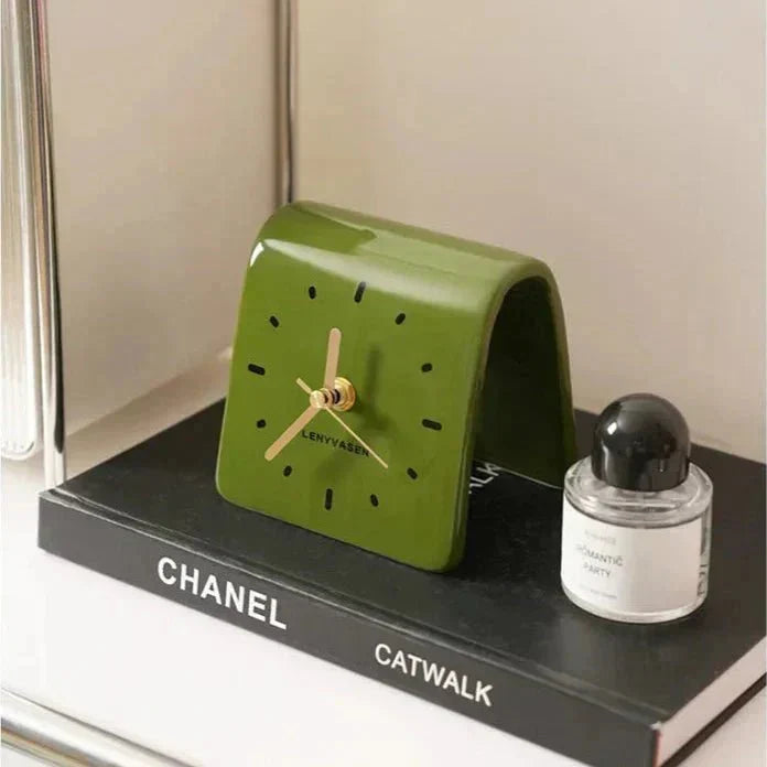Desk Clock Mini Ceramic Silent Quartz
