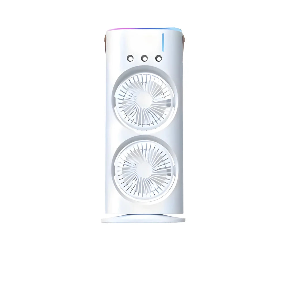 Desk Fan Dual-Head Misting & USB-Powered