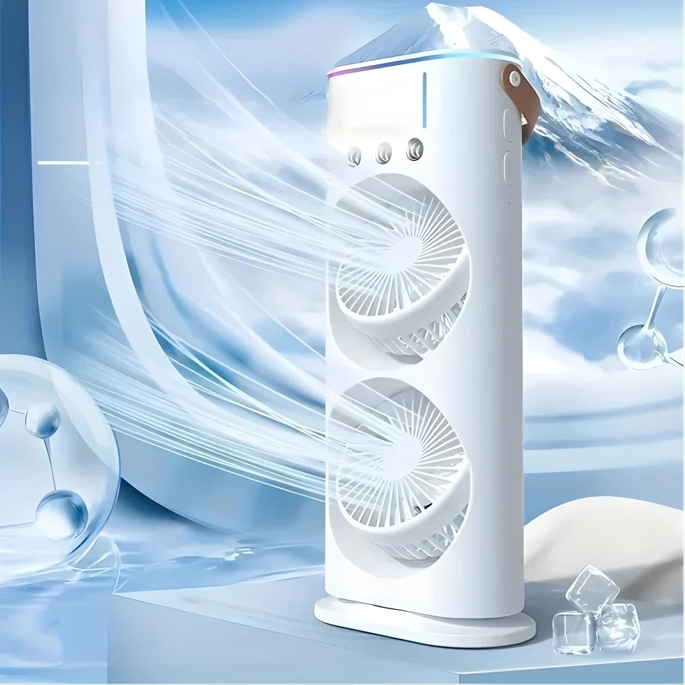 Desk Fan Dual-Head Misting & USB-Powered