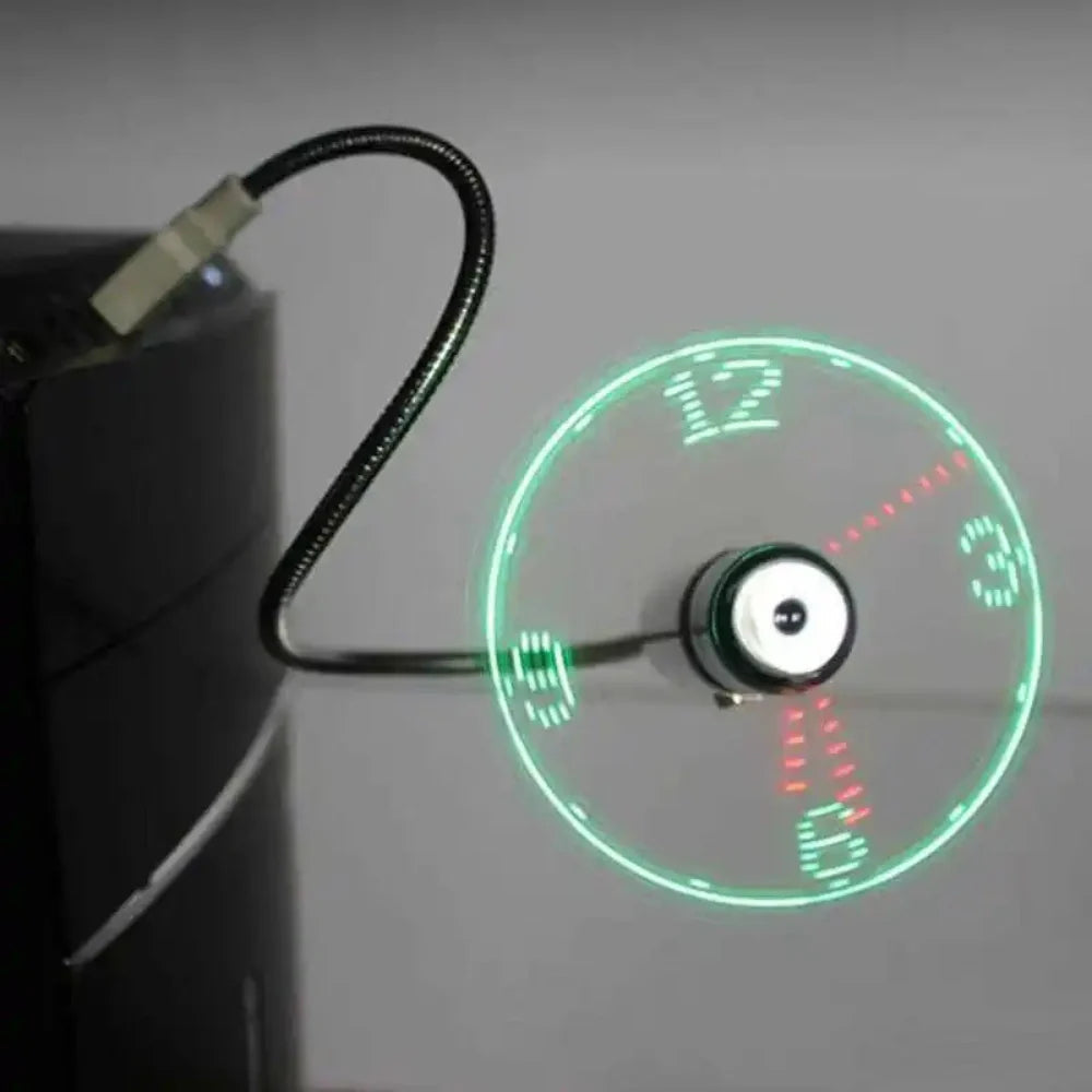 Desk Fan Floating LED Time & Temp USB-Powered
