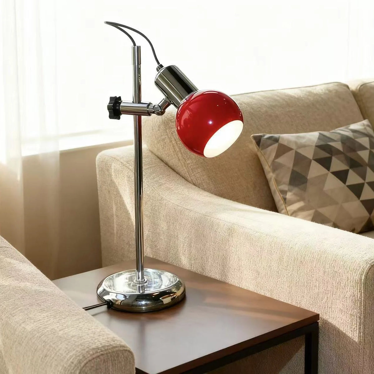 Desk Lamp Adjustable Arm Globe Shade Three-Color Plug-In