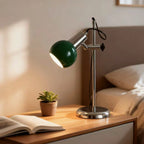 Desk Lamp Adjustable Arm Globe Shade Three-Color Plug-In