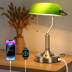 Desk Lamp Emerald Glass Dual USB Charging