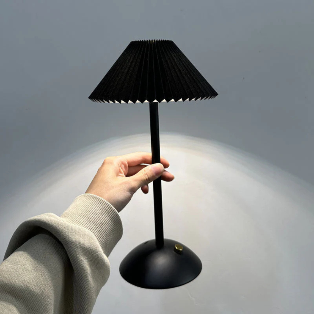 Desk Lamp Pleated Fabric Shade USB Powered