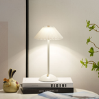 Desk Lamp Pleated Fabric Shade USB Powered
