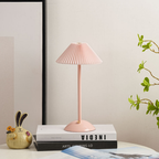 Desk Lamp Pleated Fabric Shade USB Powered