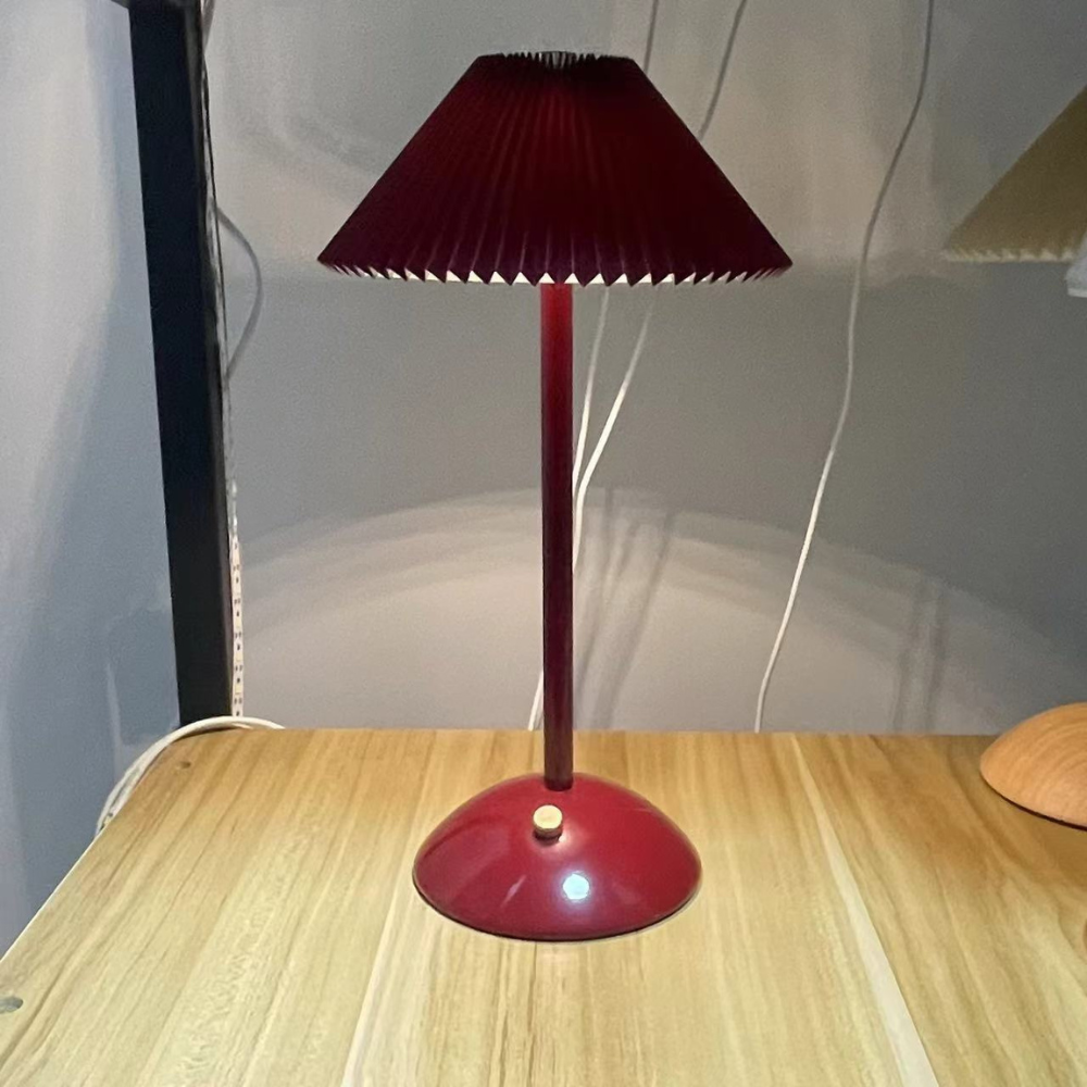 Desk Lamp Pleated Fabric Shade USB Powered