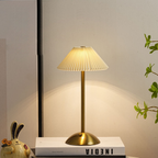 Desk Lamp Pleated Fabric Shade USB Powered