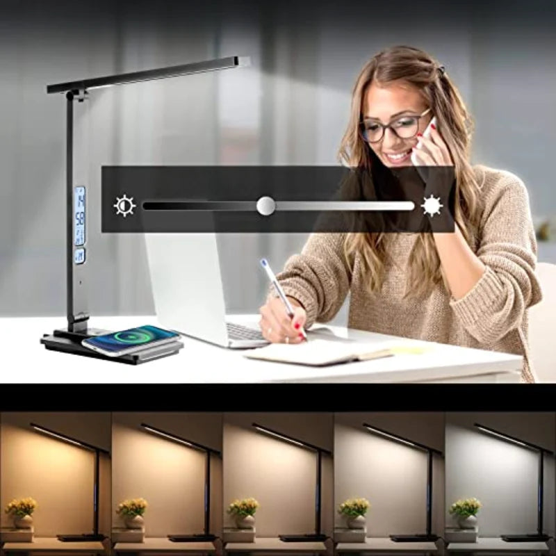 Desk Lamp Wireless Charging & USB Touch Controls