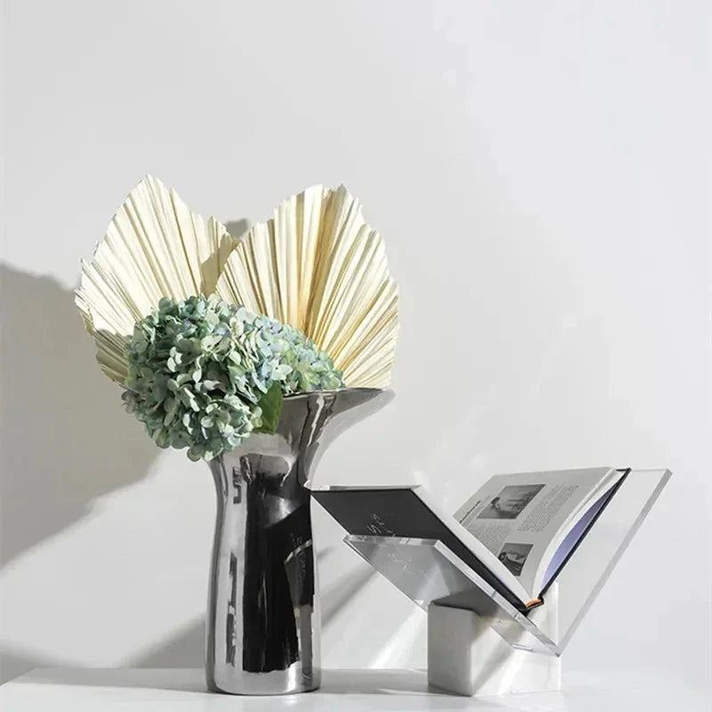 Desk Magazine Holder Marble-Pattern Acrylic Space-Saving