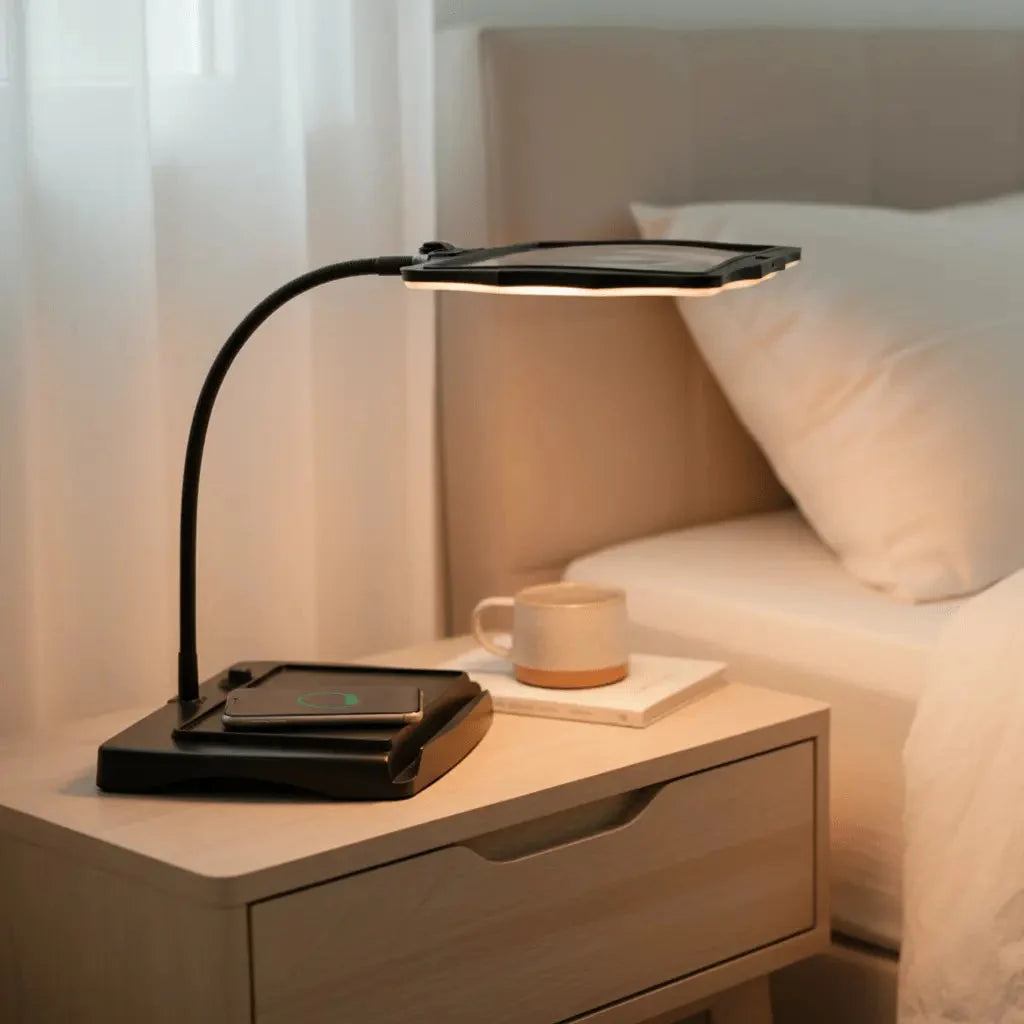 Desk Magnifier Lamp 3x Large Lens Rechargeable LED